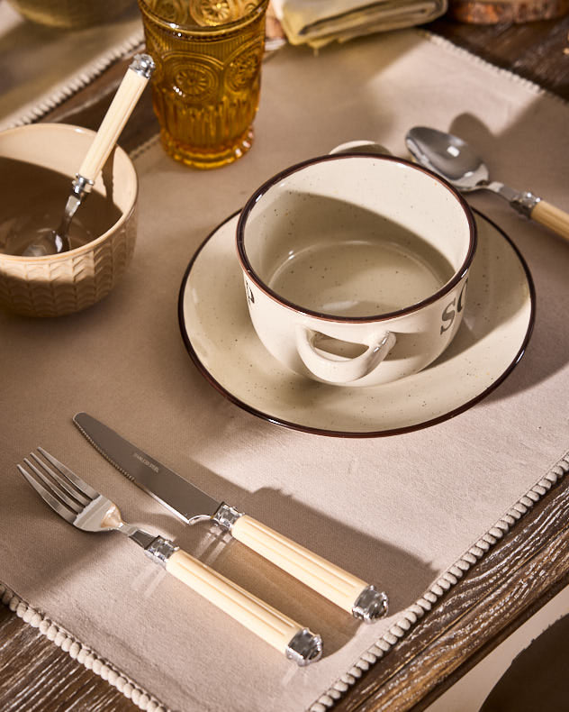 24pc Ribbed Handle Cutlery Set