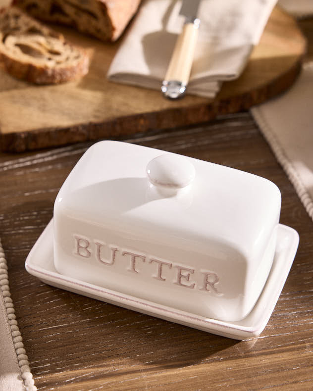 Ceramic Embossed Butter Dish