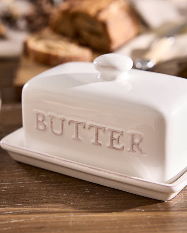 Ceramic Embossed Butter Dish