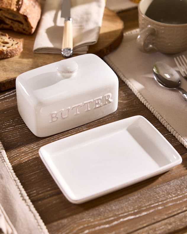 Ceramic Embossed Butter Dish