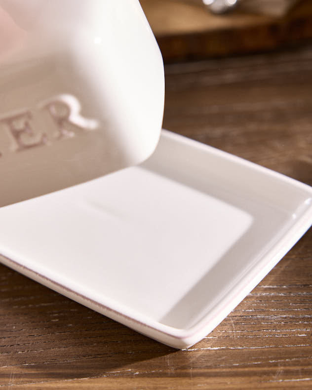 Ceramic Embossed Butter Dish