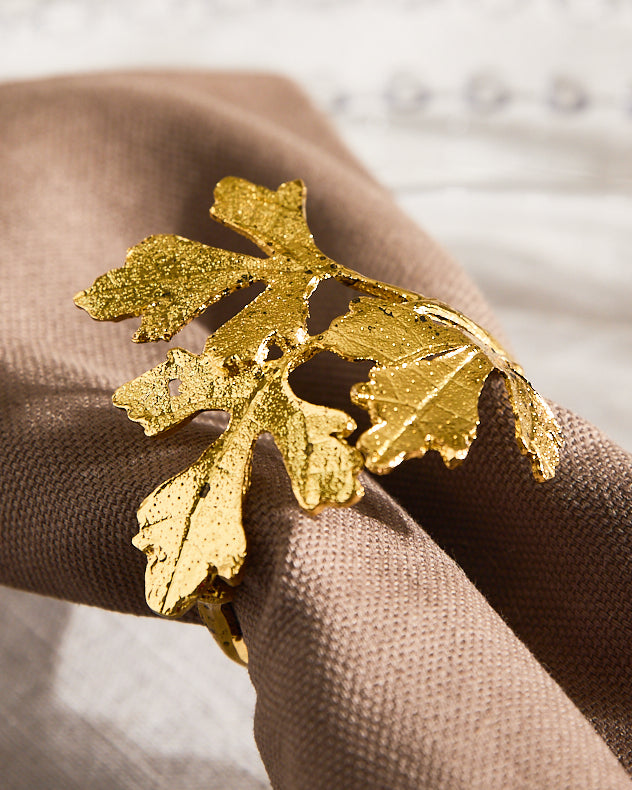 Set of 4 Gold Leaf Napkin Rings