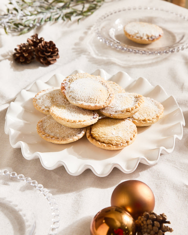 White Ceramic Cake Stand - White Frilled Cake Plate