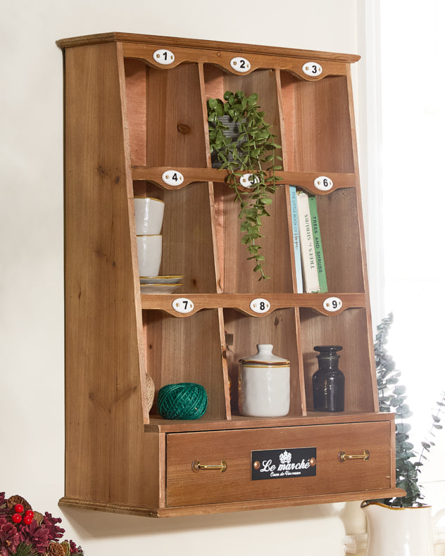 Brown & White Wood Storage Hooks & Racks - Le Marche Wall Storage Unit