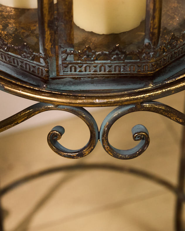 Candle Holders - Verdigris Candle Lantern on Stand
