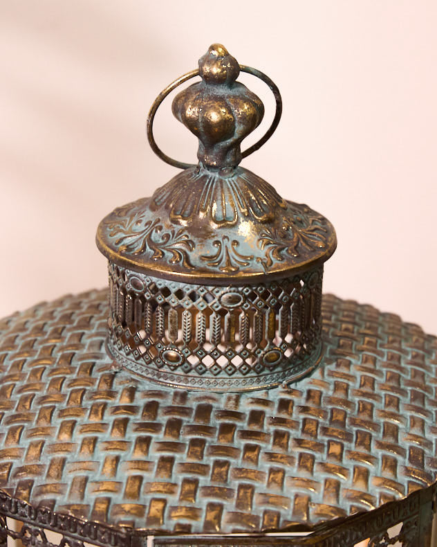 Verdigris Candle Lantern on Stand