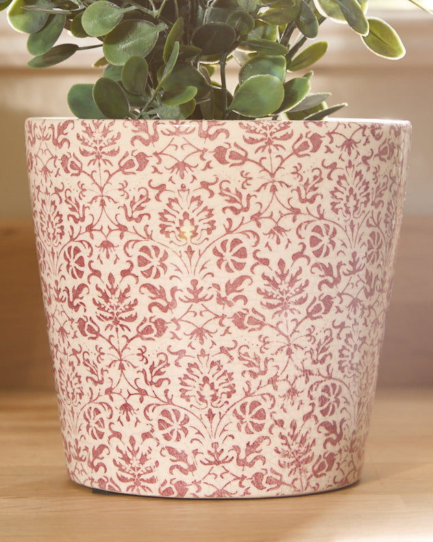 Set of 2 Red Floral Planters