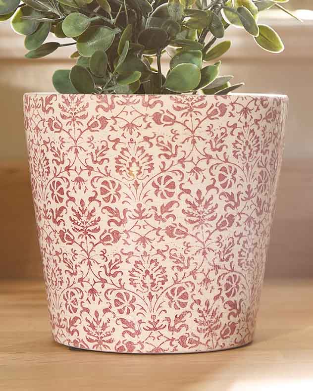 Set of 2 Red Floral Planters