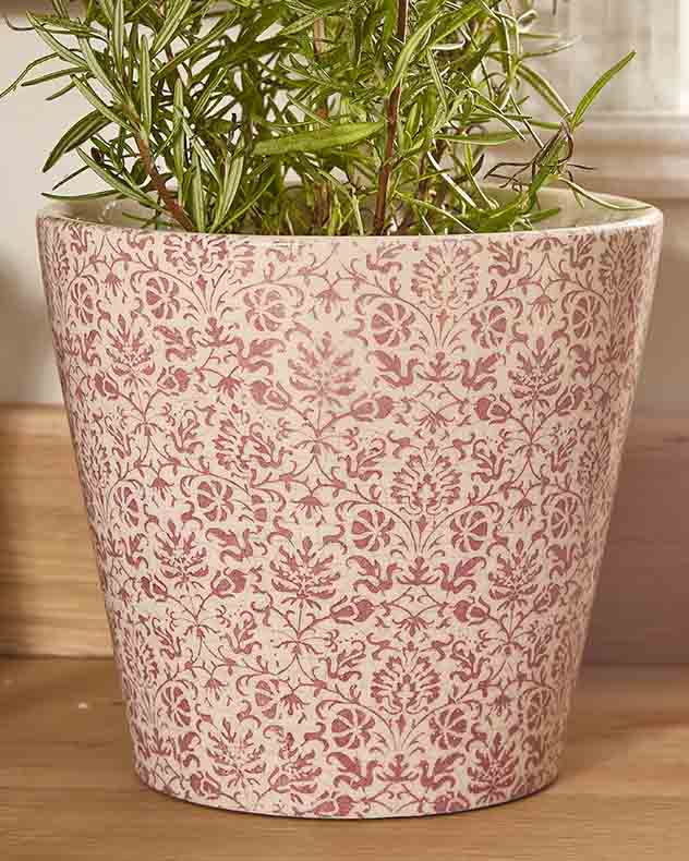 Set of 2 Red Floral Planters