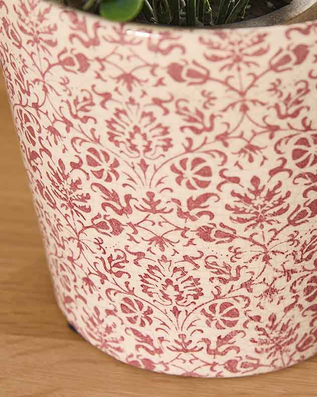 Set of 2 Red Floral Planters