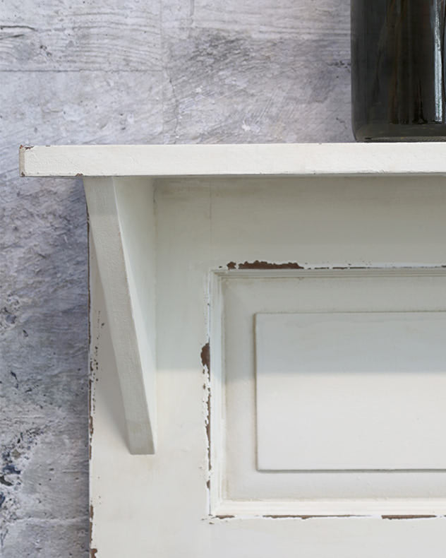 White Wash Wall Shelf with Hooks