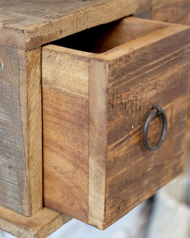 Rustic Wooden Three Drawer Shelving Unit