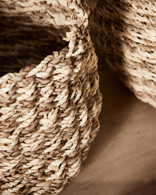 Whitley Set of 3 Plaited Seagrass and Palm Leaf Basket