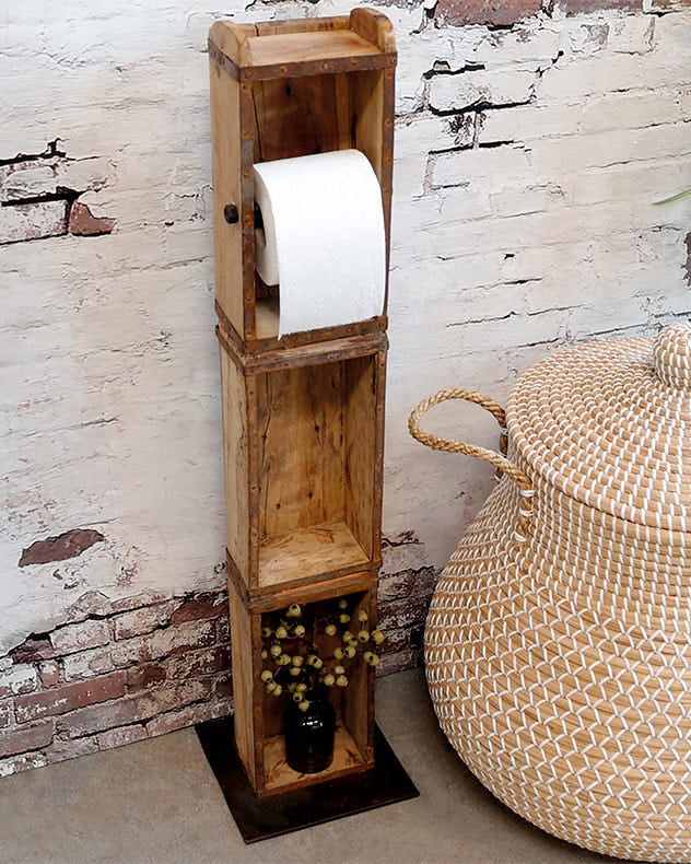 Three Tier Wooden Toilet Roll Holder