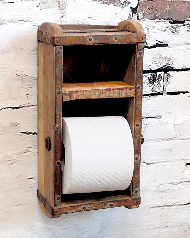 Wooden Wall Toilet Roll Holder