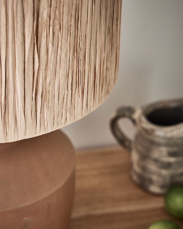 Buckland Terracotta Table Lamp with Raffia Shade