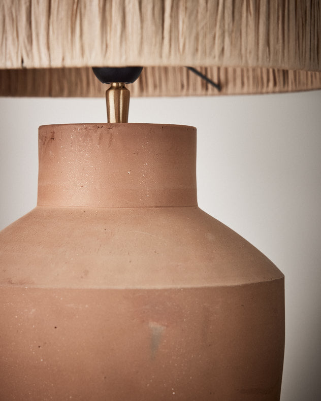 Buckland Terracotta Table Lamp with Raffia Shade