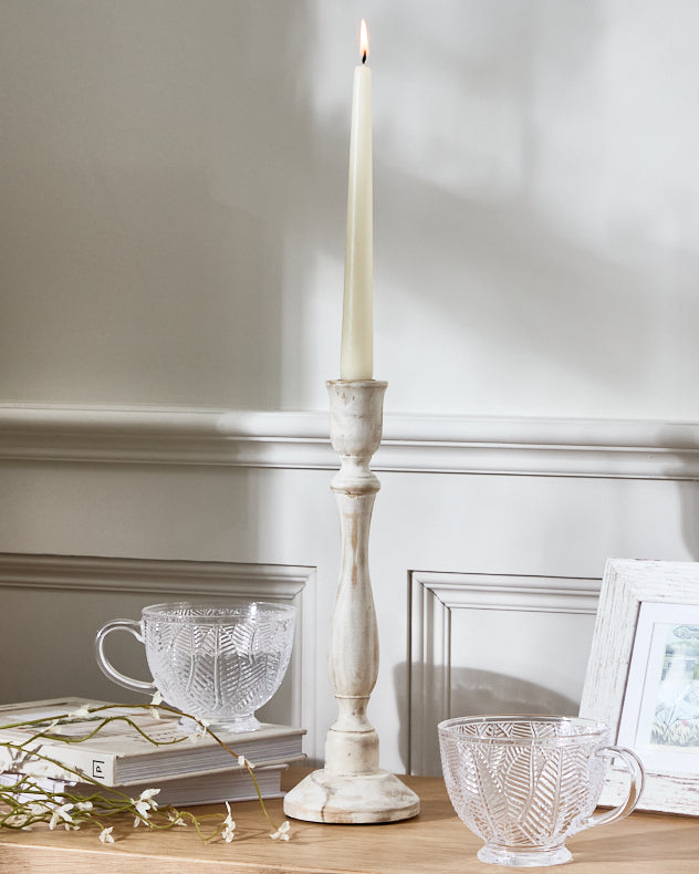Washed Mango Wood Candlestick