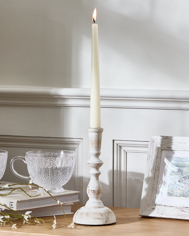 Washed Mango Wood Candlestick