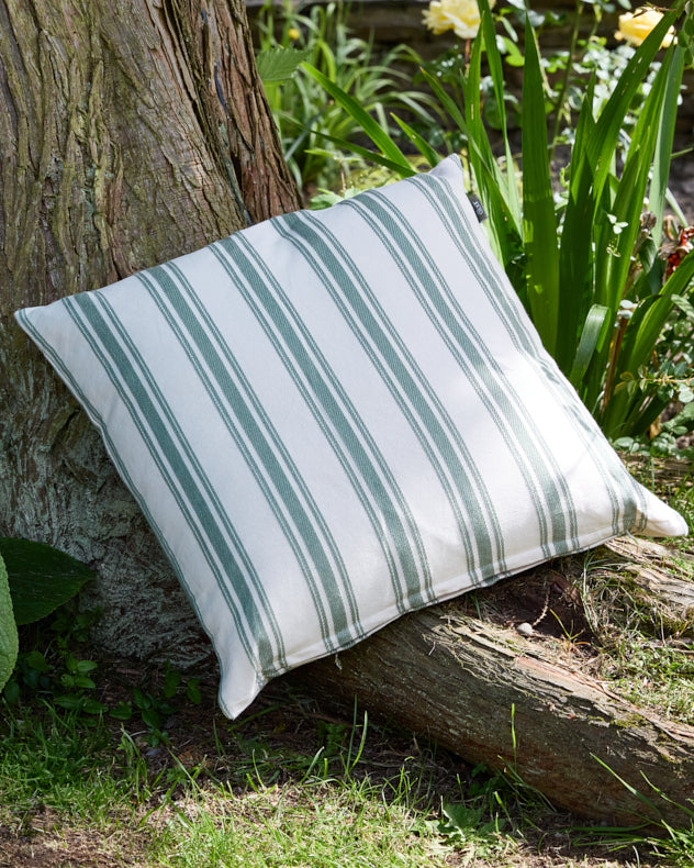 Forest Green Stripe Cotton Cushion 50cm