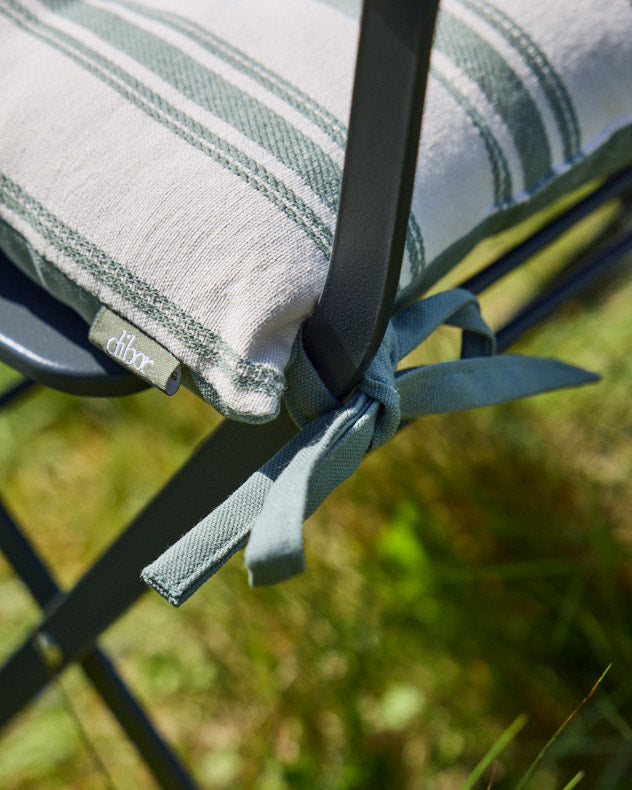 Set of 2 Green Stripe Cotton Seat Pads