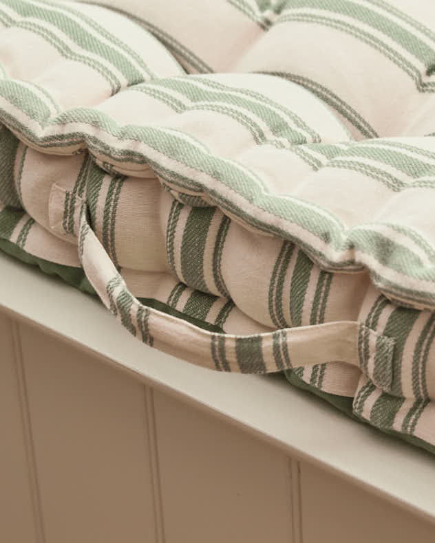 Bench Cushions - Green Stripe Indoor Bench Cushion