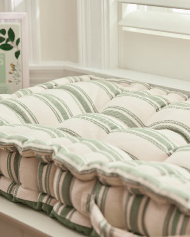 Green Stripe Indoor Bench Cushion