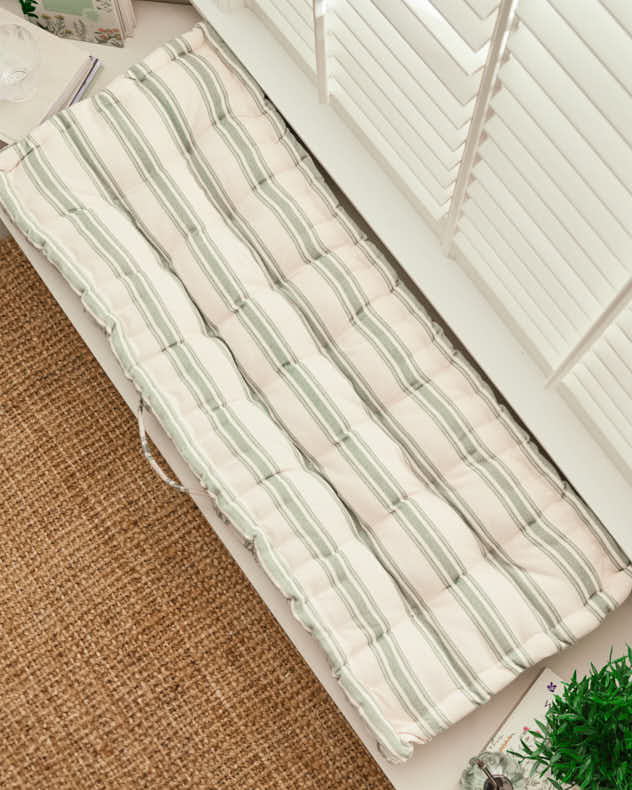 Green Stripe Indoor Bench Cushion