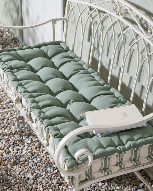 Forest Green Reversible Stripe Bench Cushion Dibor Garden Accessory