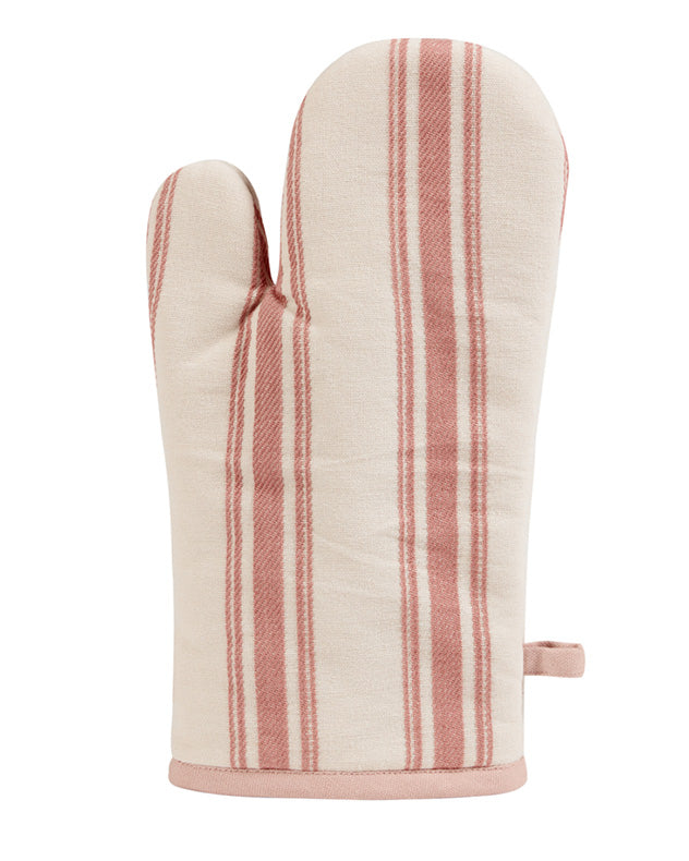 Rose Blush Cotton Stripe Single Oven Glove | Dibor Kitchen Accessories