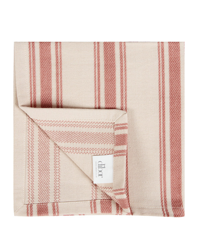 Set of 4 Pink Stripe Cotton Napkins