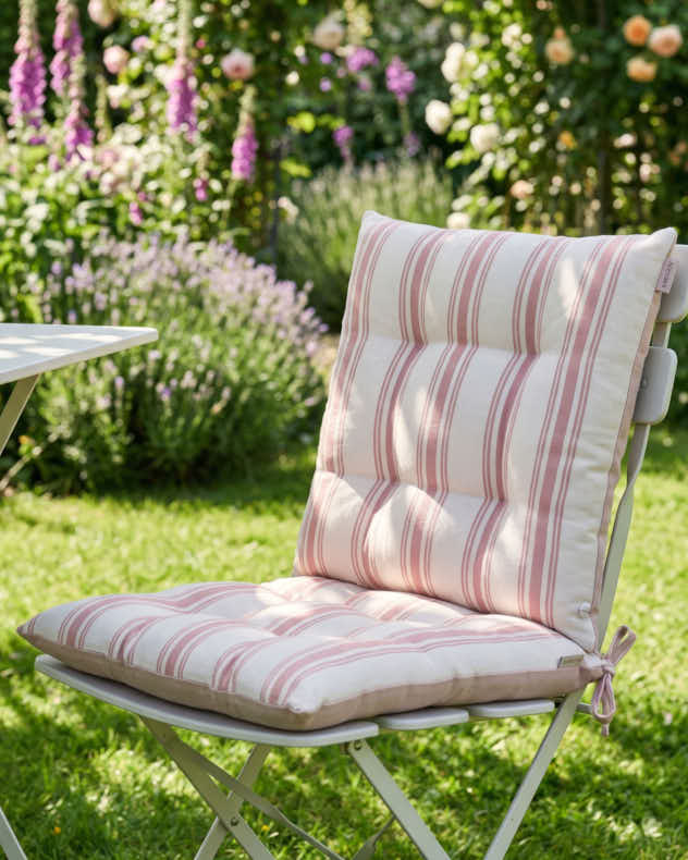 Set of 2 Pink Stripe Cotton Seat Pads