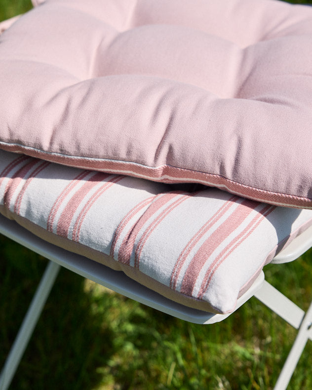 Set of 2 Pink Stripe Cotton Seat Pads