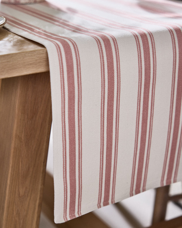 Pink Stripe Cotton Table Runner