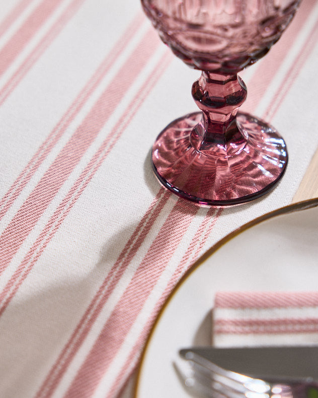 Pink Stripe Cotton Table Runner