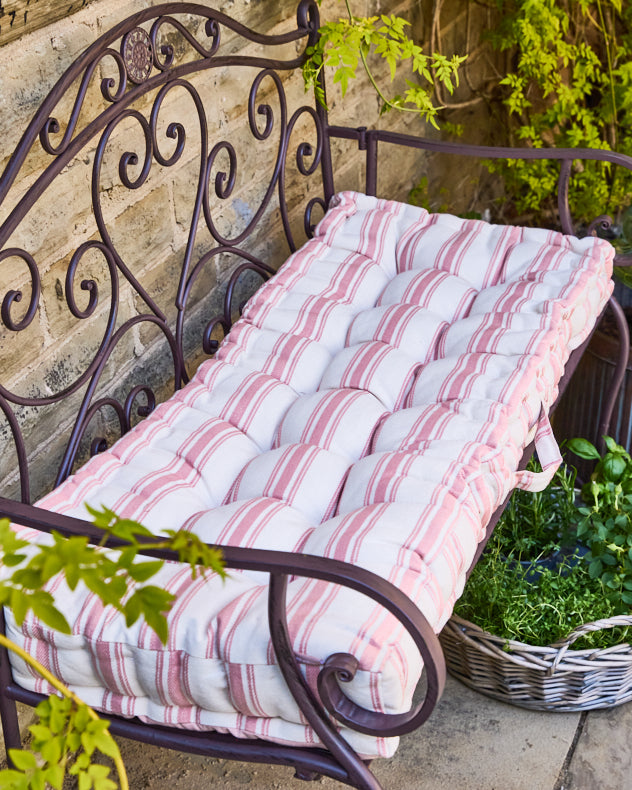 Pink Stripe Garden Bench Cushion