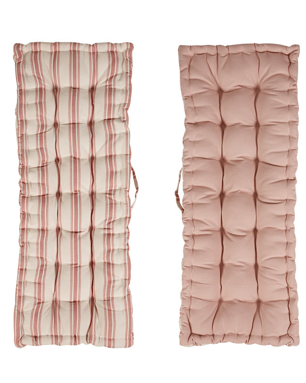 Rose Blush Stripe Cotton Reversible Bench Cushion