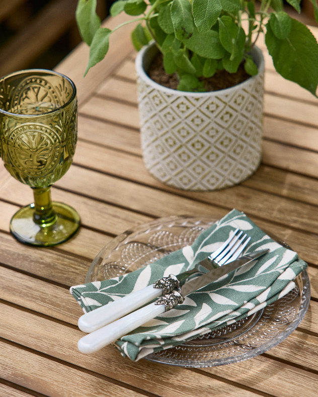 Green 100% Cotton Napkins - Set of 4 Green Leaf Cotton Napkins
