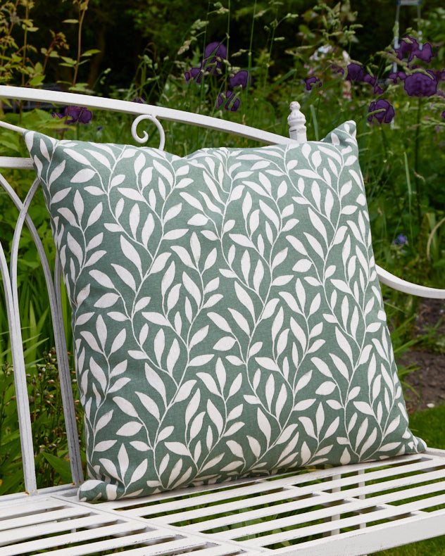 Forest Green Leaf Cotton Cushion