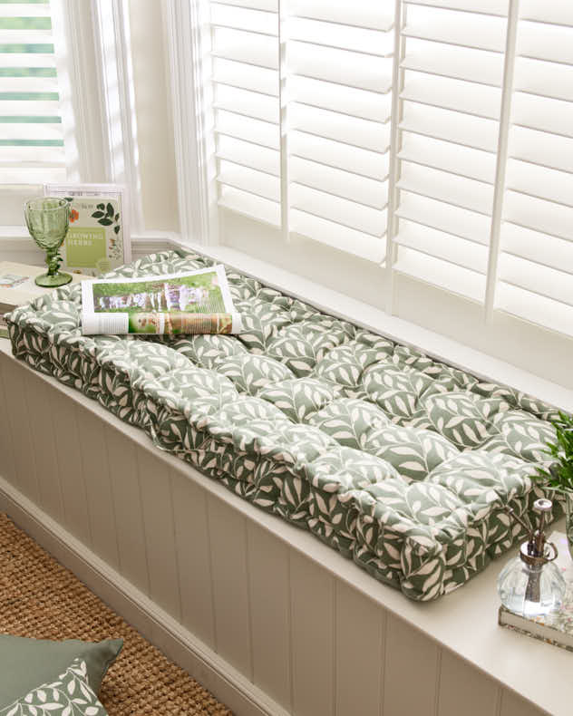 Green Leaf Indoor Bench Cushion