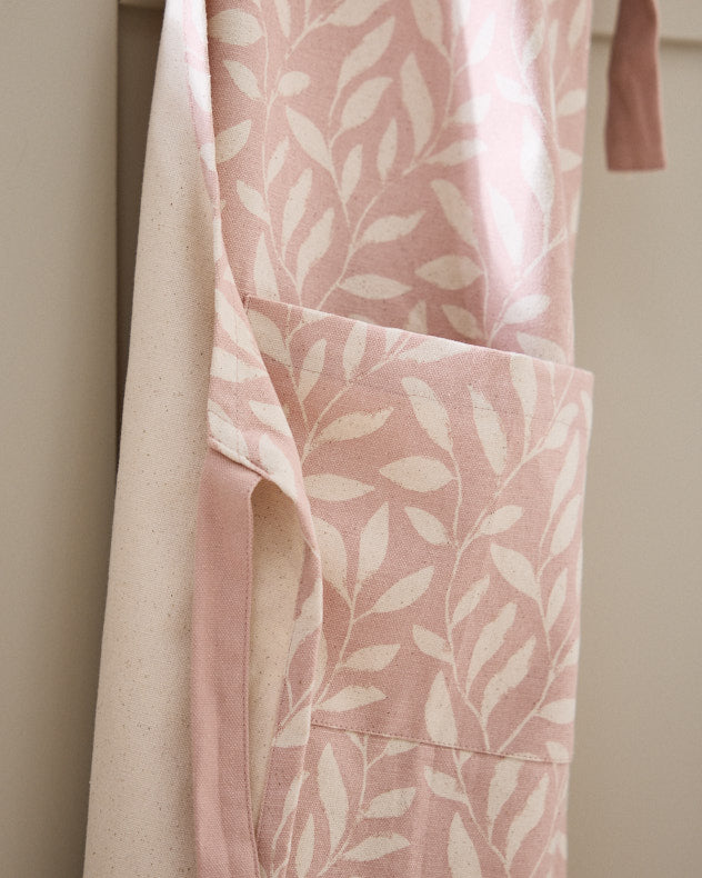 Rose Blush Leaf Cotton Apron