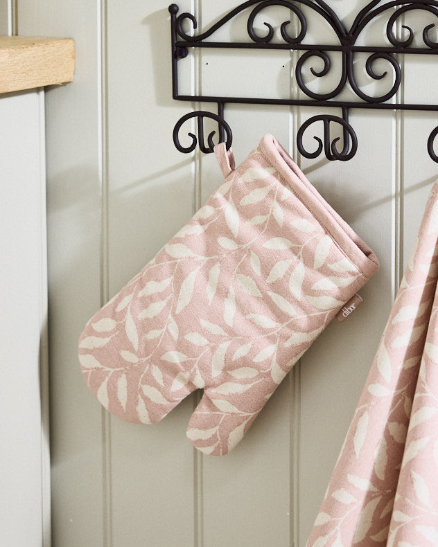 Pink Leaf Cotton Oven Glove