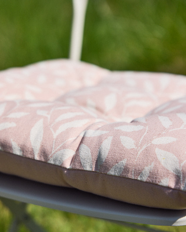 Set of 2 Pink Leaf Reversible Seat Pads Dibor Garden Accessories