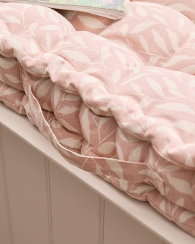 Pink Leaf Indoor Bench Cushion