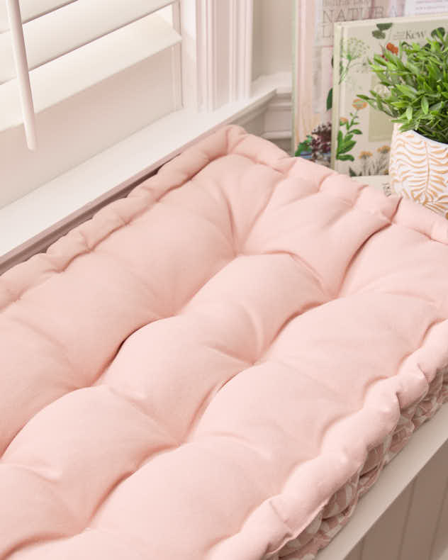 Pink Leaf Indoor Bench Cushion