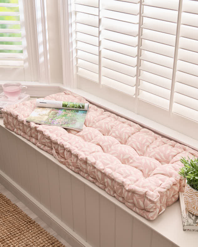 Pink Leaf Indoor Bench Cushion