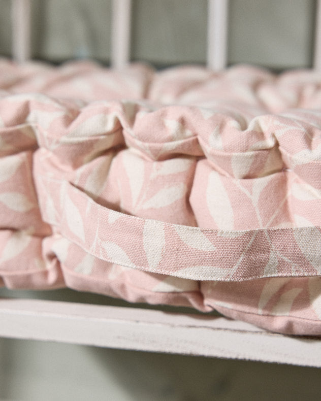 Rose Blush Leaf Cotton Reversible Bench Cushion