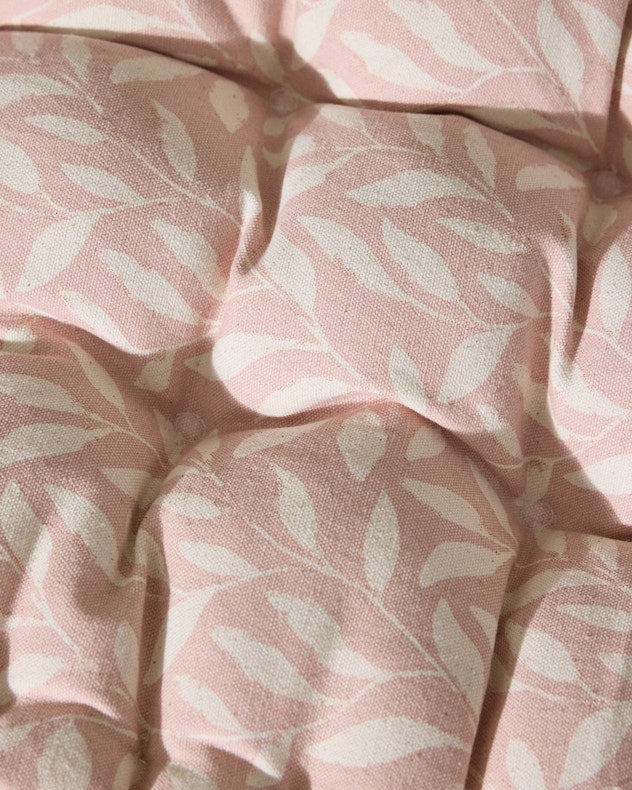 Rose Blush Leaf Cotton Reversible Bench Cushion
