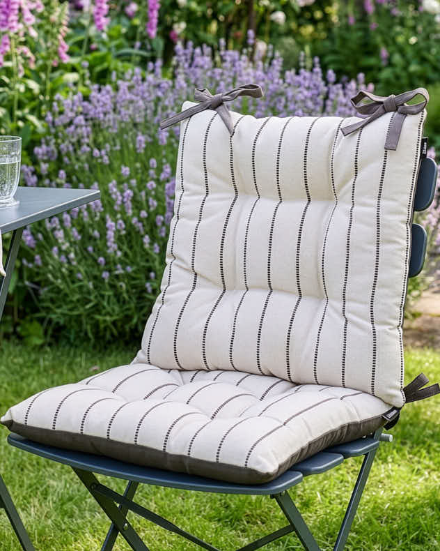 Set of 2 French Stripe Cotton Seat Pads