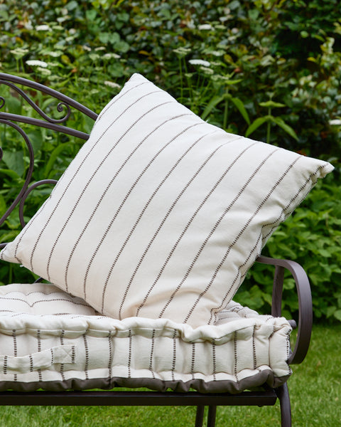 Mocha Cotton French Stripe Cushion Dibor Home Accessories
